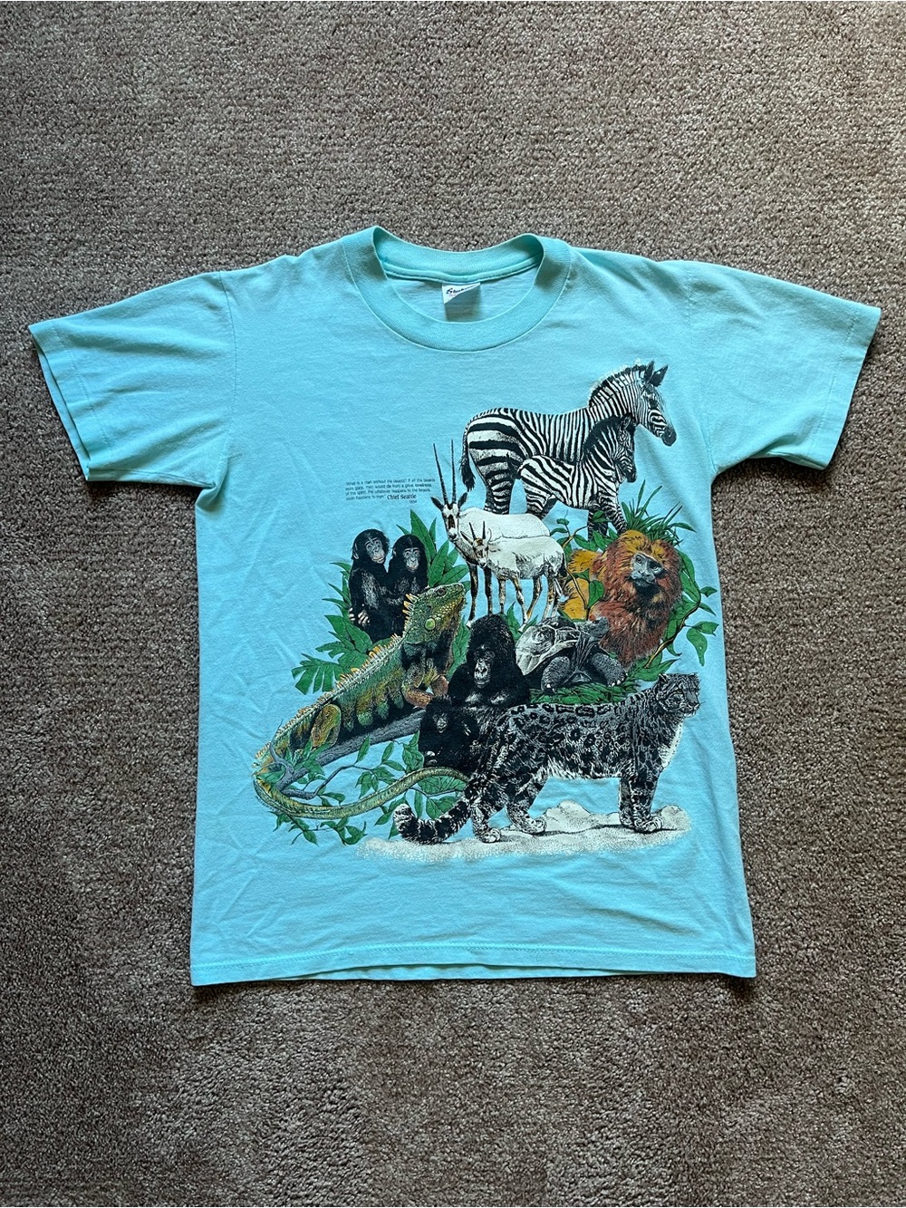 VTG ‘87 Baby Blue Jungle Animals Nature Tee